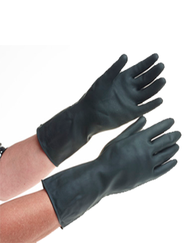 Heavyweight Rubber Gloves 12″ Long Medium Black 1 Pair